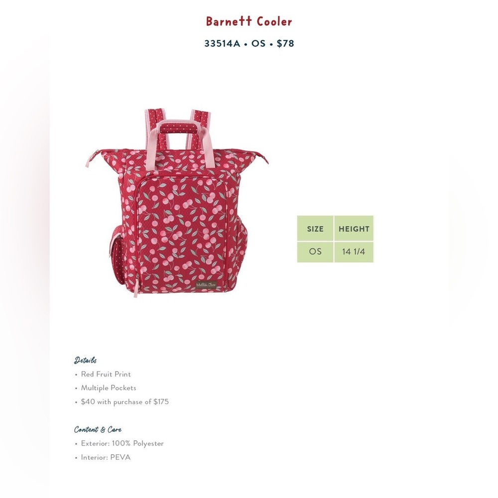 NWT Matilda Jane Barnett Cooler Backpack